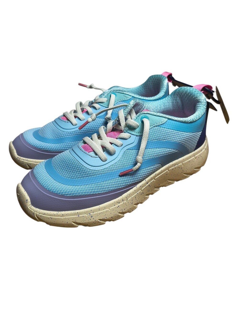 Rugged Shark Trek Sneakers Girls 5 Blue Purple Athletic Slip On Lace Up Shoes
